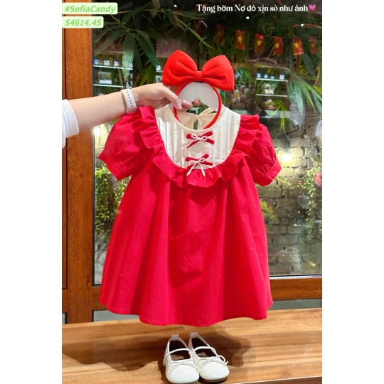 Đầm nơ đỏ + băng đô (1-10) 