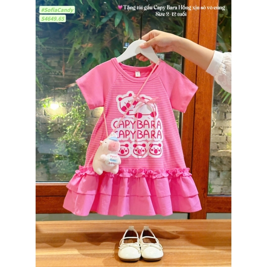 Đầm thiết kế Capybara + túi gấu (1-10)