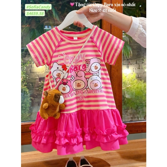 Đầm váy Capybara + túi gấu (1-10)